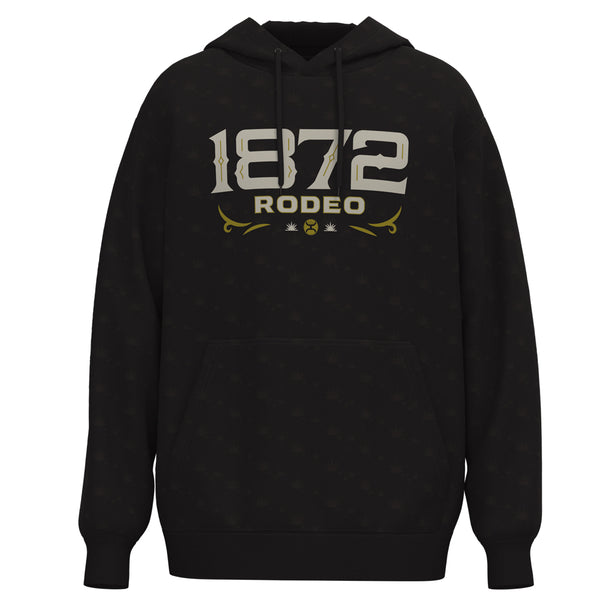 Rodeo black hoody with micro Aztec pattern and 1872 logo