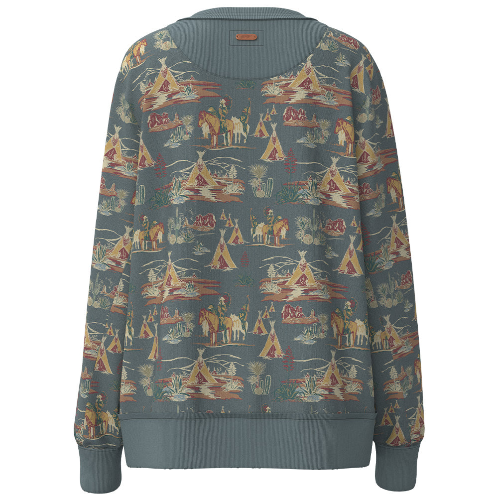 "Stallion Crew" Ladies Blue w/Stallian Pattern Logo Pullover