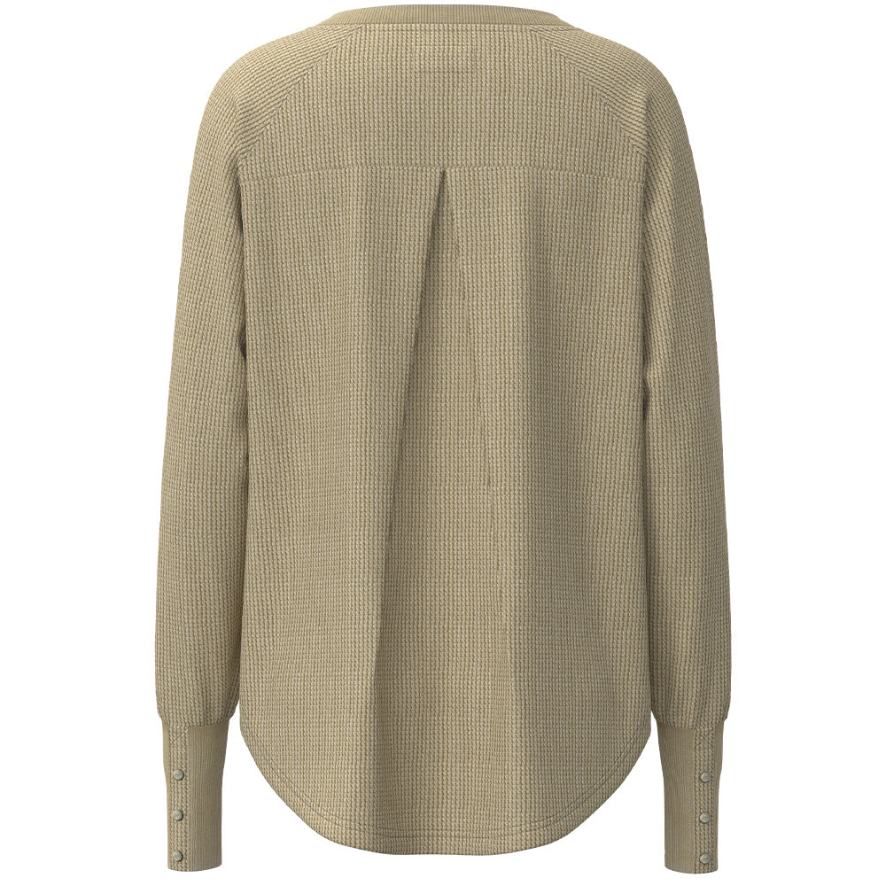 "Juniper" Ladies Henley Tan Long Sleeve Thermal Shirt