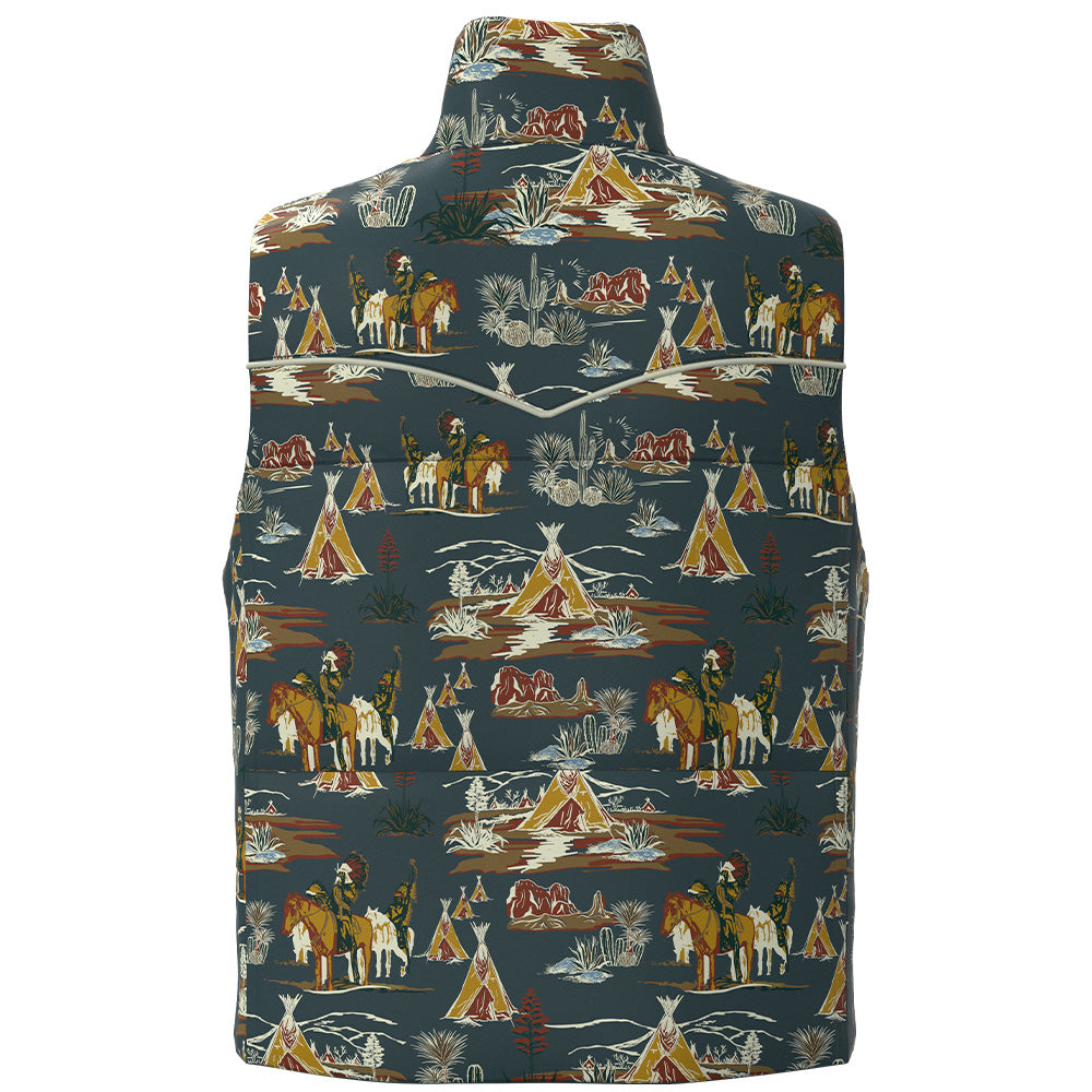 "Briar" Reversible Puffer Vest Orion Blue w/ Comanche Pattern