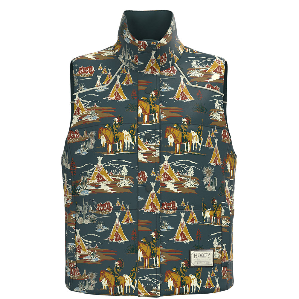 "Briar" Reversible Puffer Vest Orion Blue w/ Comanche Pattern