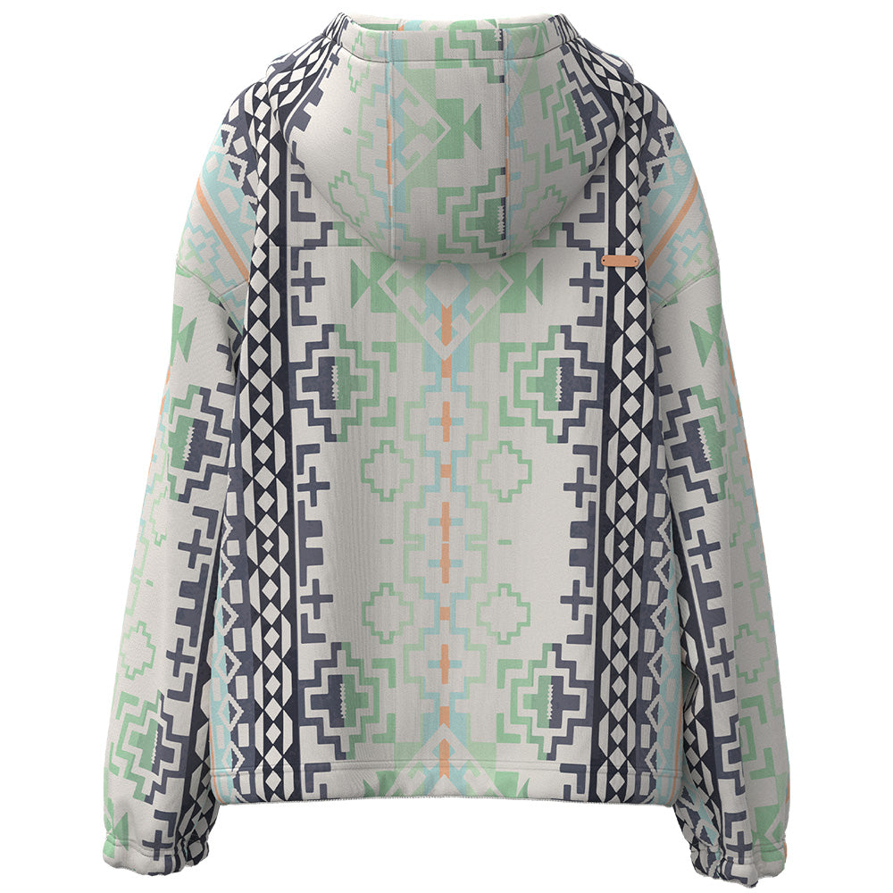 "Mazatlan" Aztec/Cream w/Half Zipper Pullover Hoody