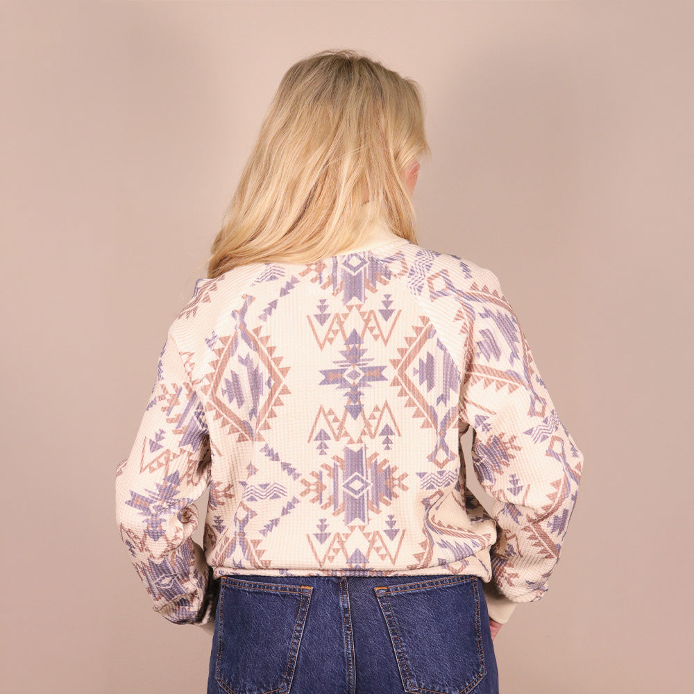 Mesa 1/4 Zip Pullover Cream/Aztec