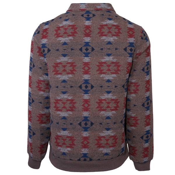 tan, blue, red, white, Aztec pattern jacket