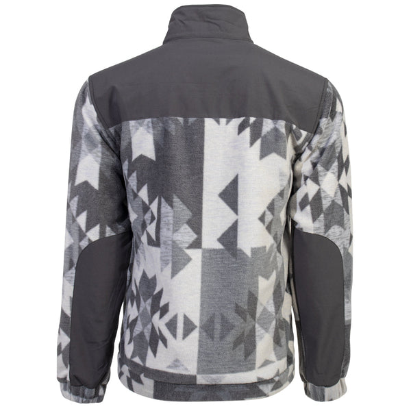 grey and white aztec jacket with grey panels on sleeves and collar