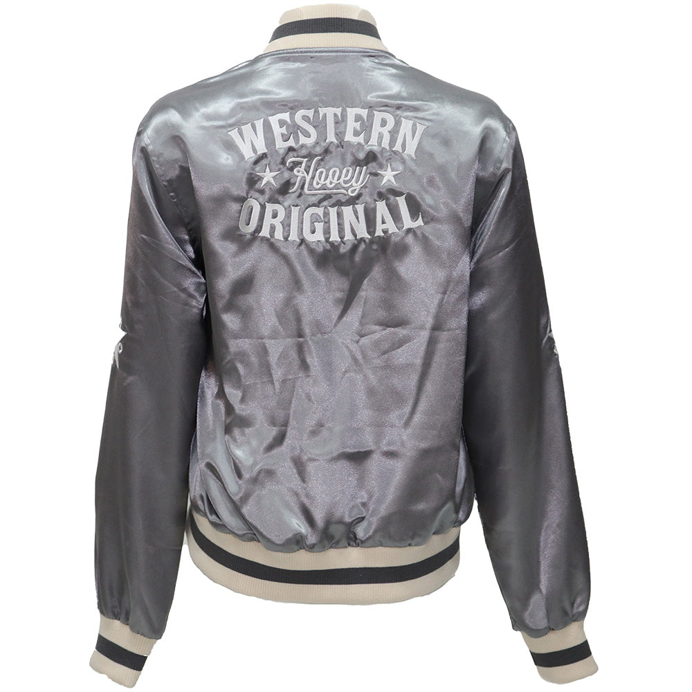 "Big Sky" Grey Metallic w/White Bomber Jacket