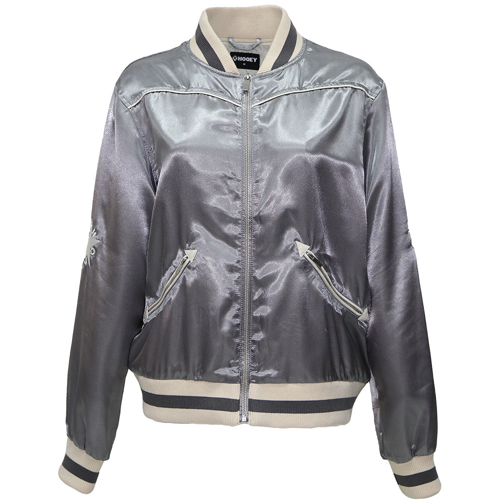 "Big Sky" Grey Metallic w/White Bomber Jacket