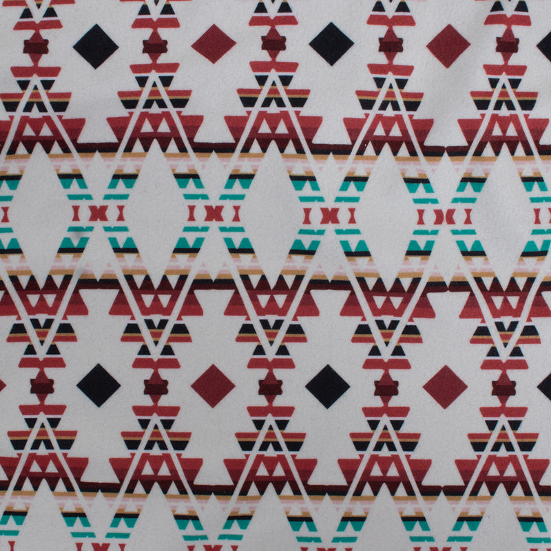 white, red, orange, teal aztec pattern swatch