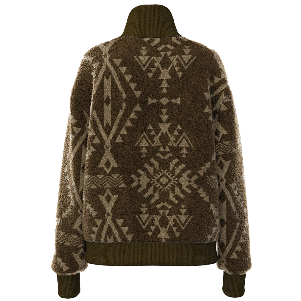 "Aspen" Brown Sherpa Jacket w/Tan Aztec