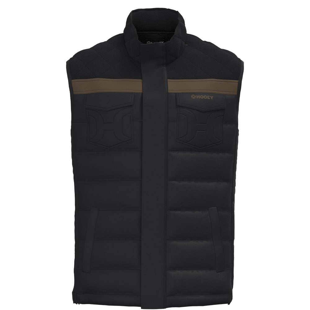 "Banff" Puffer Vest Black w/ Brown accents