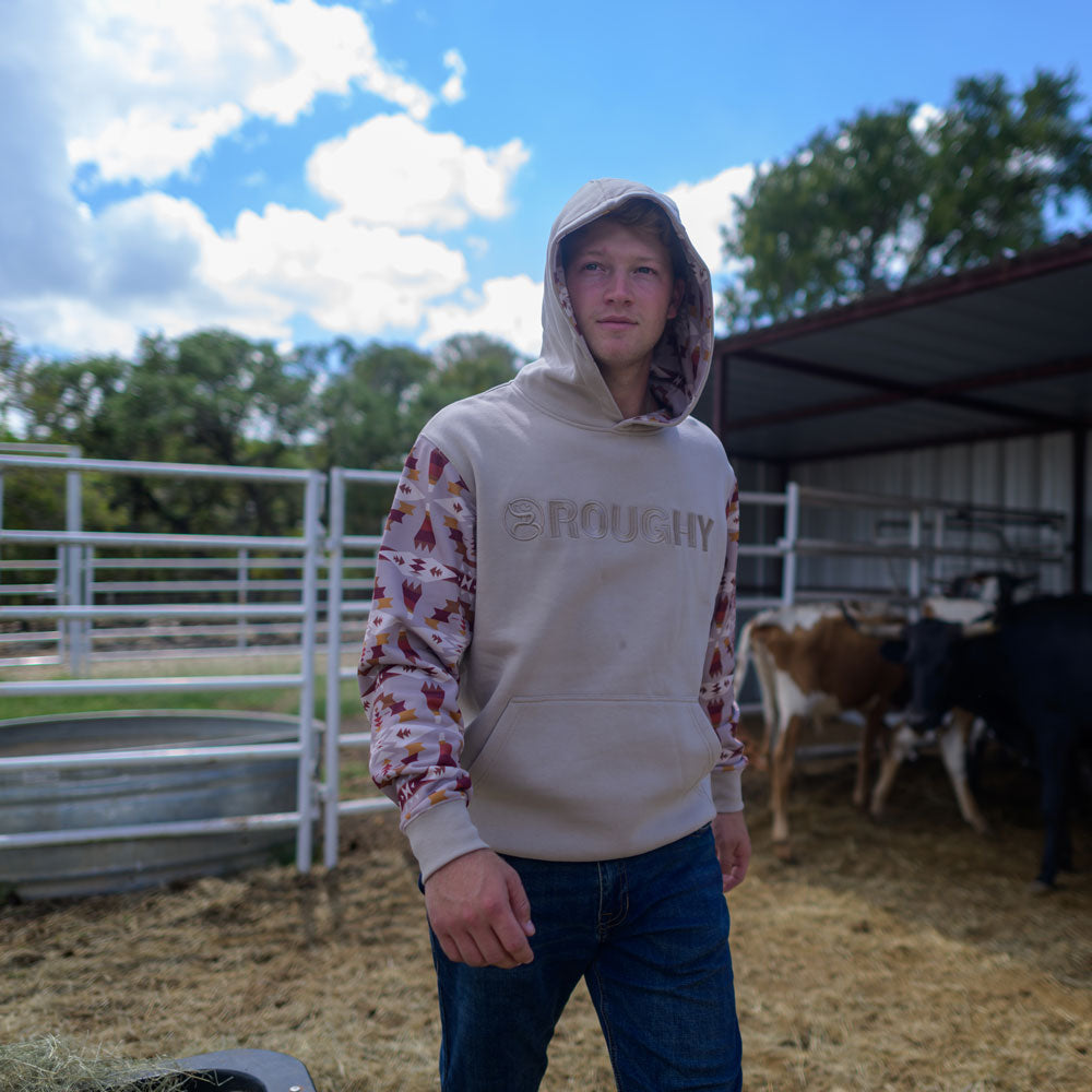 "Roughy Hoody" Tan w/Aztec