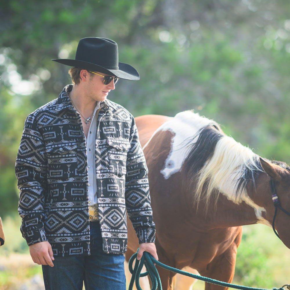 "Durango Shacket" Black/Grey Aztec