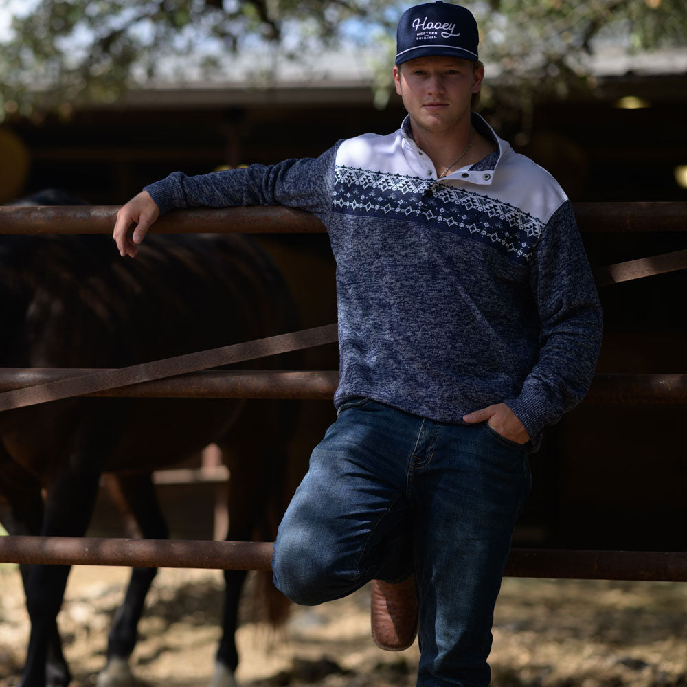 "Stevie" Pullover Blue w/Aztec