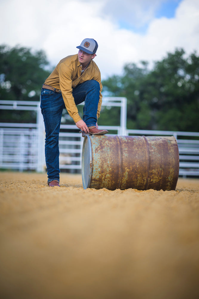"Del Denim" Chambray Long Sleeve Shirt Washed Tan