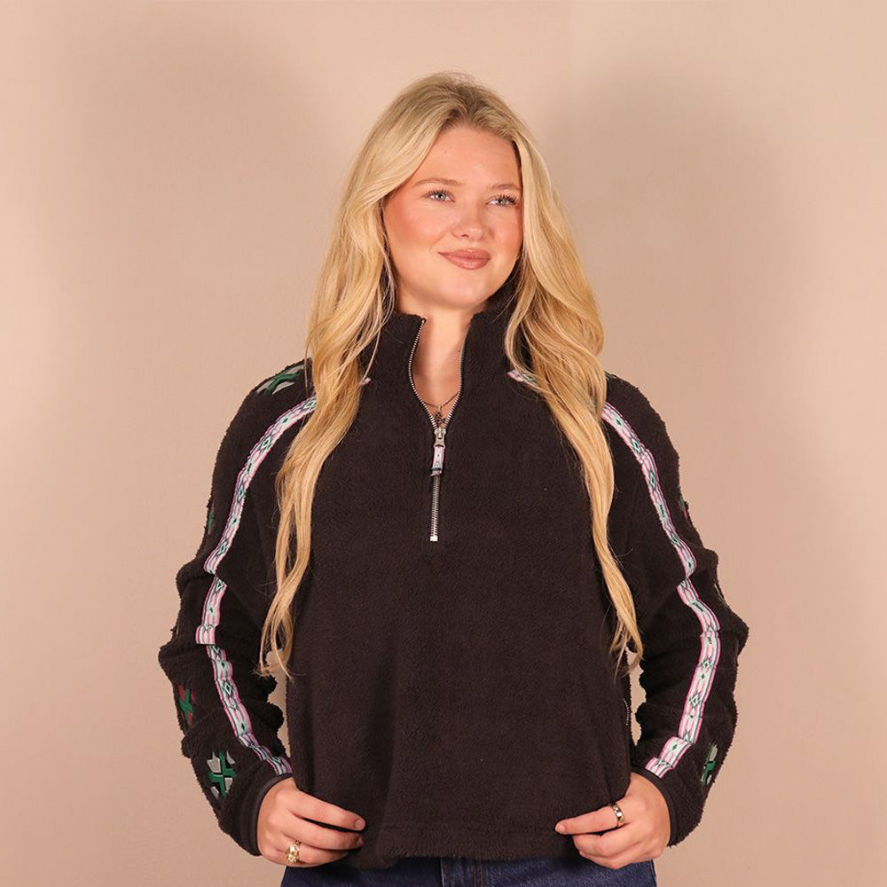 Mia Fleece Crop Pullover Charcoal