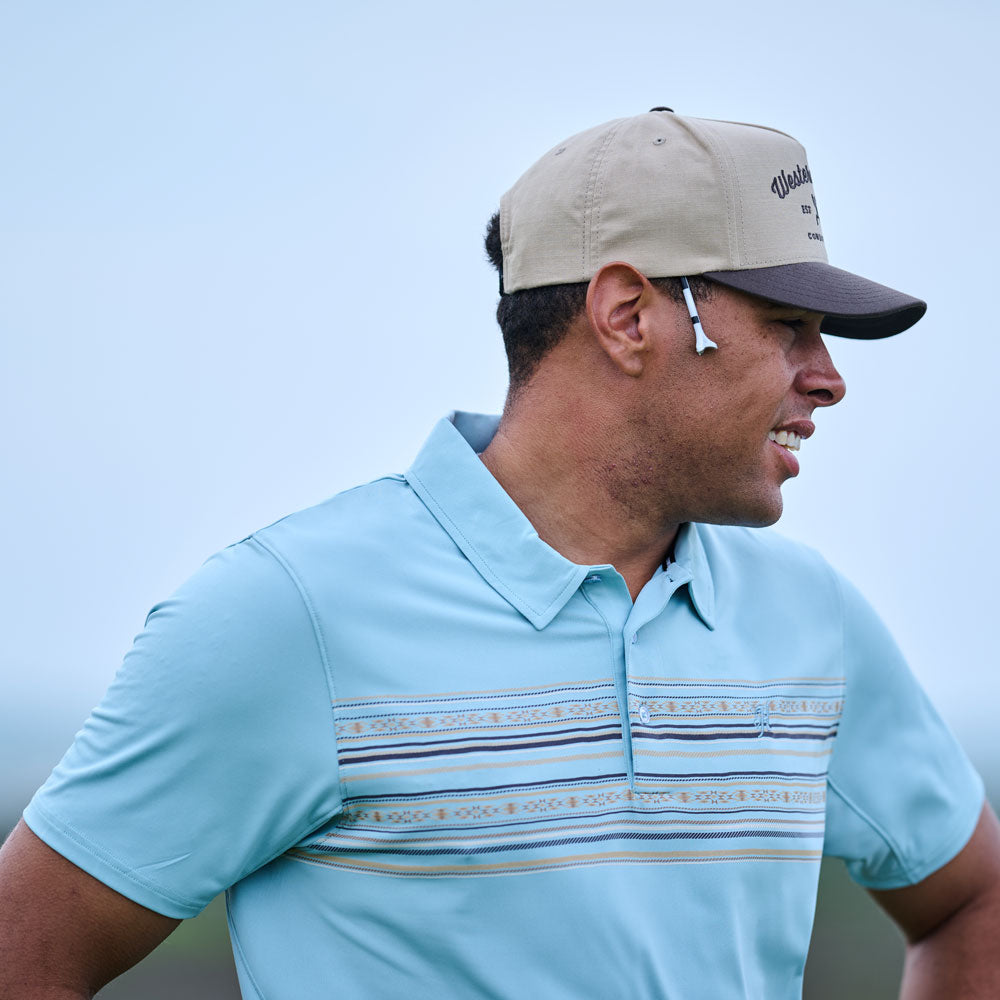 "The Weekender" Polo Light Blue w/Serape