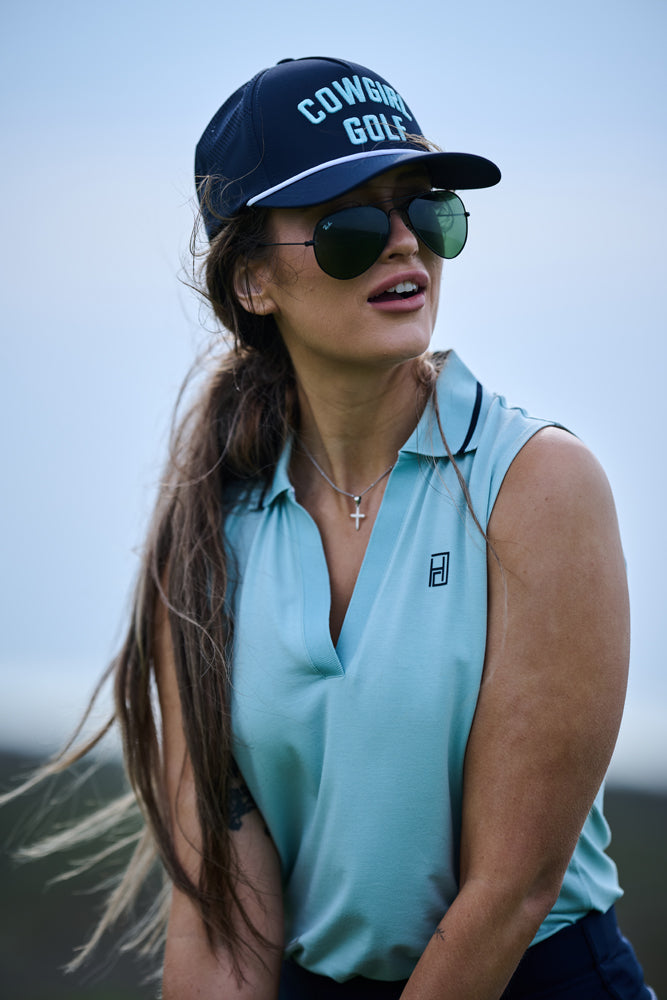 "Alice" Sleeveless Polo Light Blue