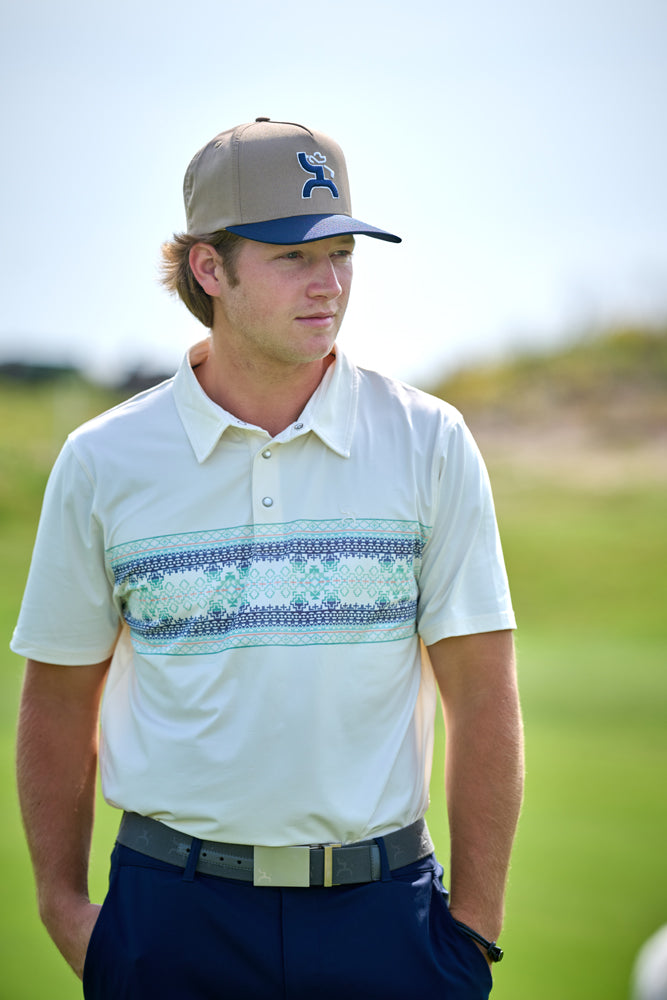 "The Drive" Polo Cream w/ Multi-Color Aztec