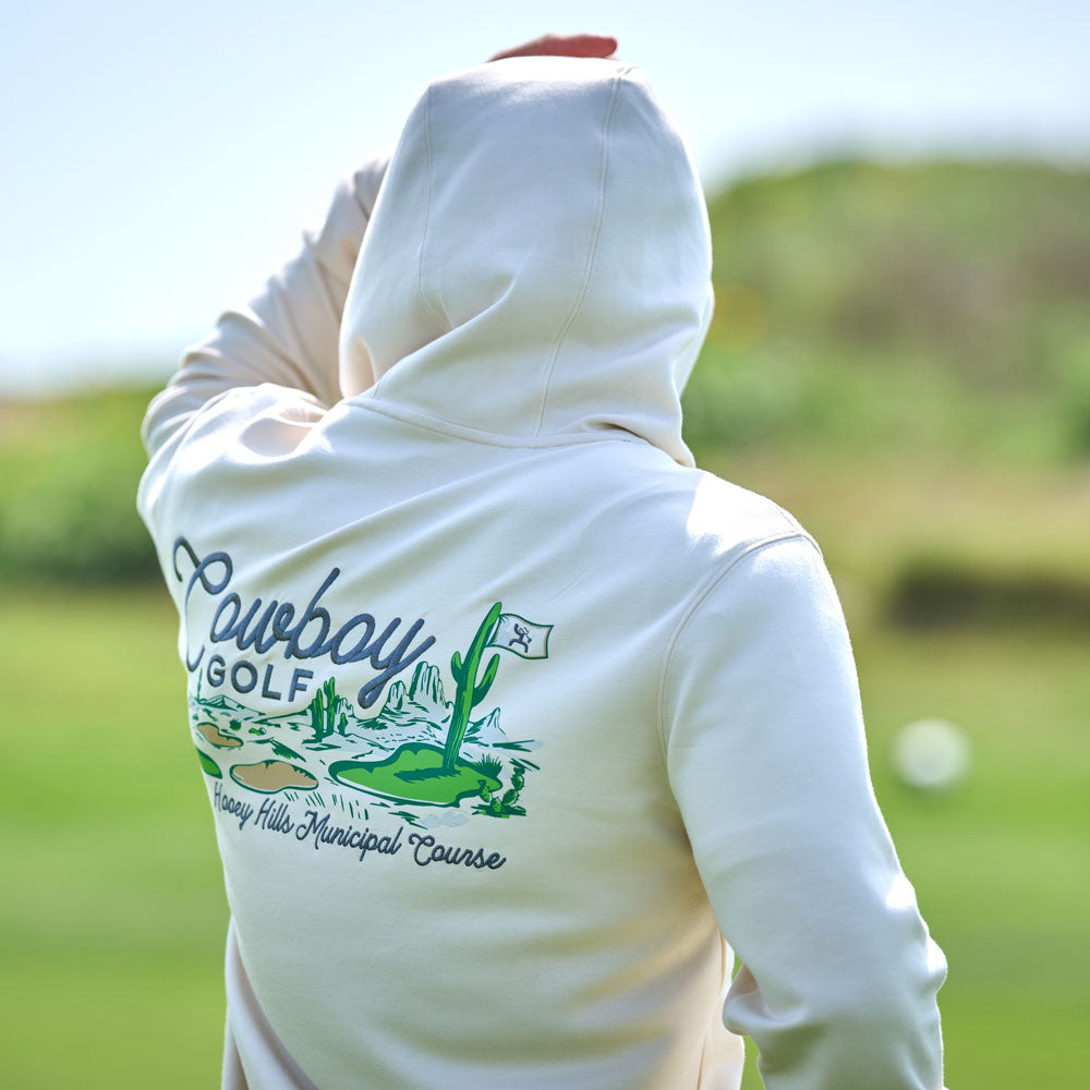 "Hooey Hills" Cowboy Golf Hoody White