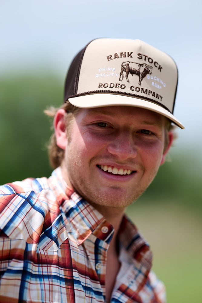 "Rank Stock" Hat Tan/Brown w/Brown Stitching