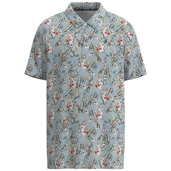 light blue, Hooey, Golf polo, with floral pattern