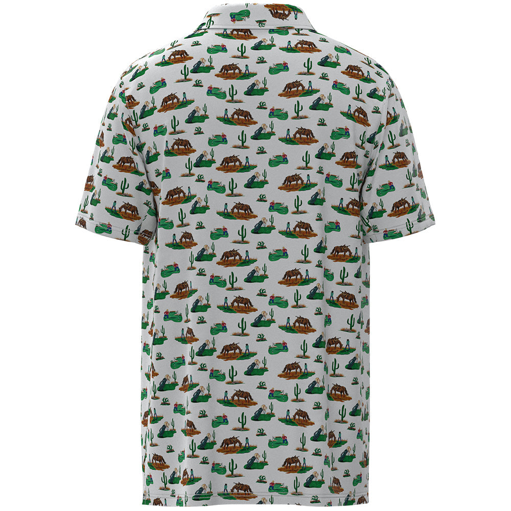 "The Weekender" White w/Cowboy Golf Pattern Polo
