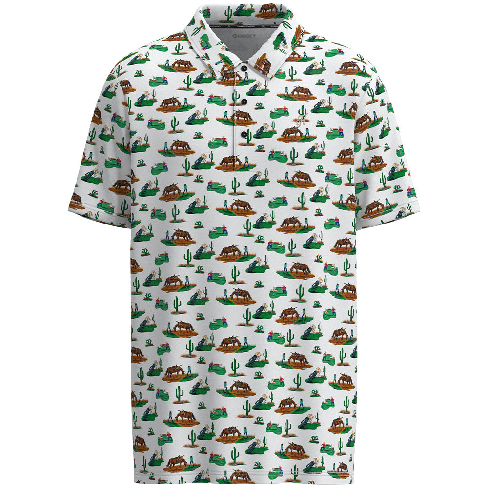 "The Weekender" White w/Cowboy Golf Pattern Polo