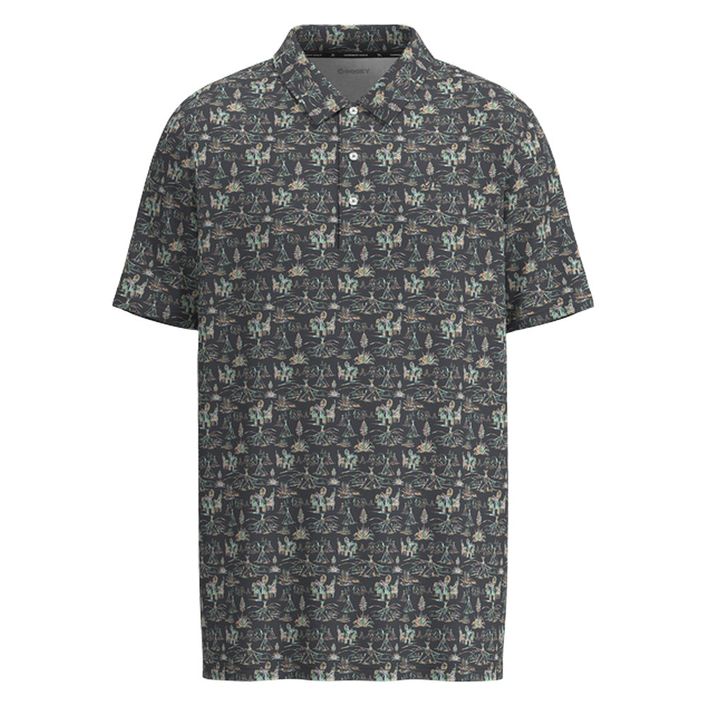 "The Weekender" Polo Charcoal w/Multi-Color Comanche Print
