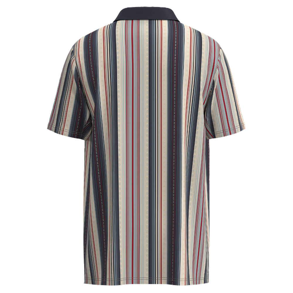 "The Weekender" Polo Grey w/Red & Blue Stripes