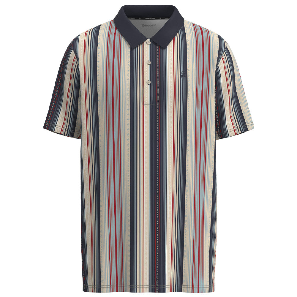 "The Weekender" Polo Grey w/Red & Blue Stripes