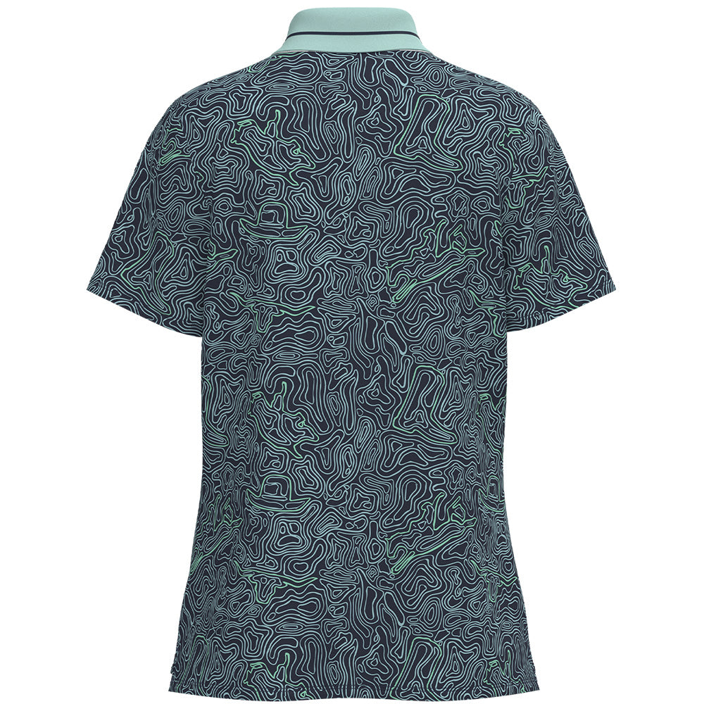 "Palmer" Short Sleeve Polo Navy/Blue Topography Lines