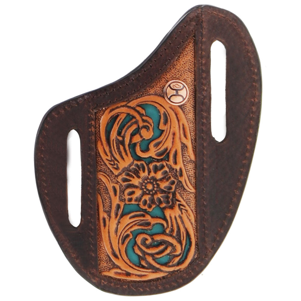 Right outlet Handed Tooled Leather Pocket Knife Sheath