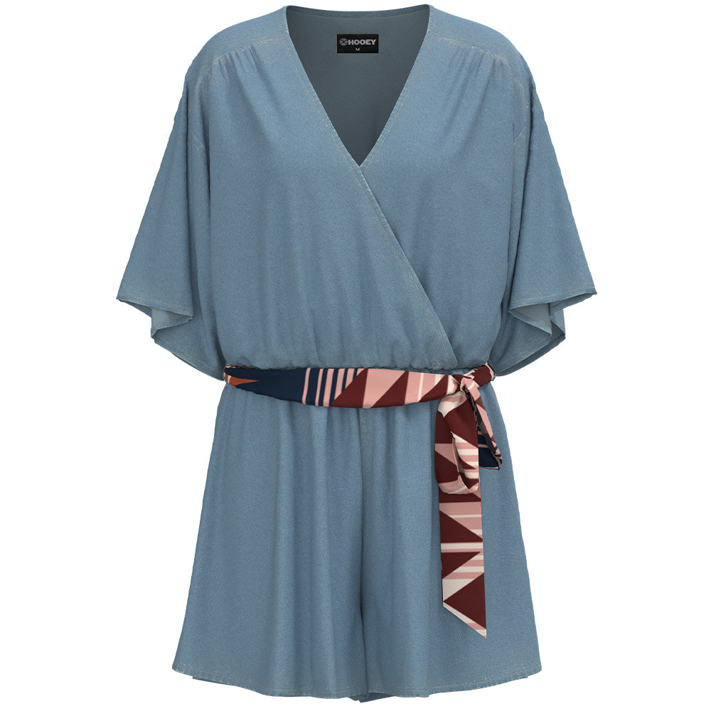 Ladies Romper Denim w/Aztec Pink Belt