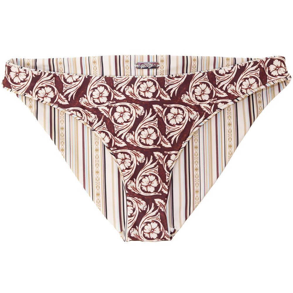 "The Rally" Reversible Swimsuit Bottoms Stripes & Tooled Pattern