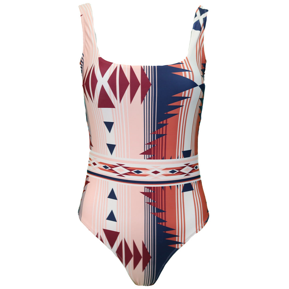 "The Ollie" One Piece Swimsuit Pink & Blue Aztec