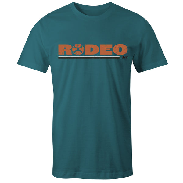 Rodeo teal in heather teal with orange logo