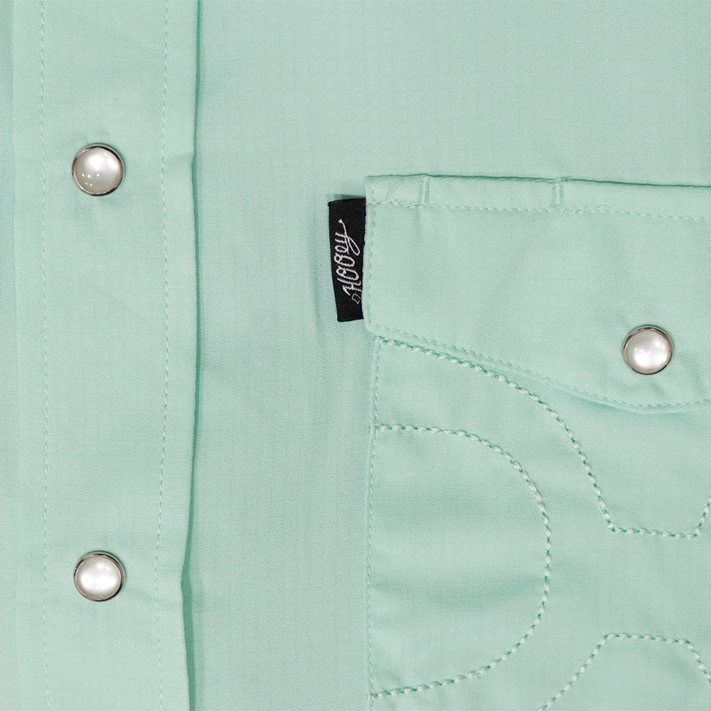 "Sol" Sea Foam Short Sleeve Pearl Snap Shirt