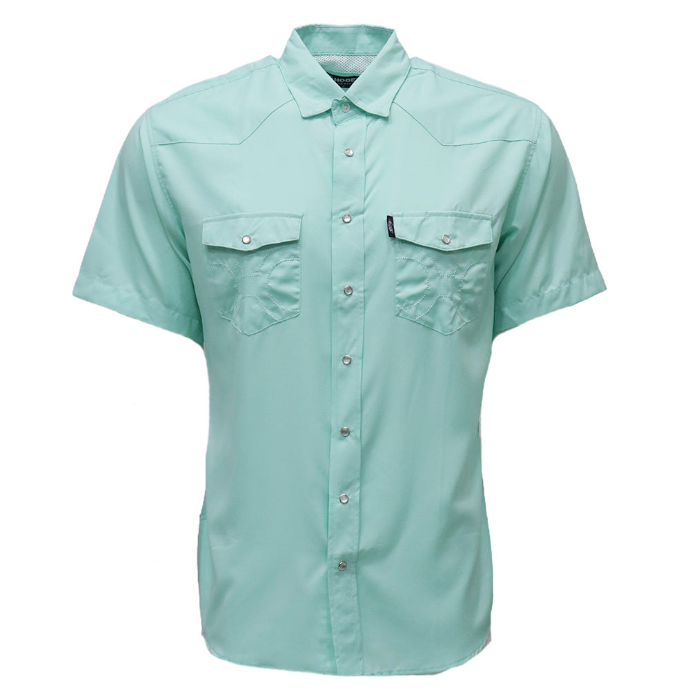 "Sol" Sea Foam Short Sleeve Pearl Snap Shirt