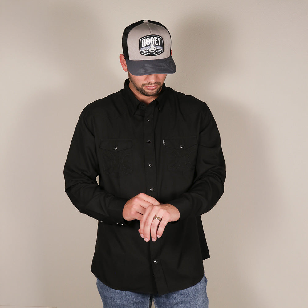 "Sol" Black Long Sleeve Pearl Snap Shirt