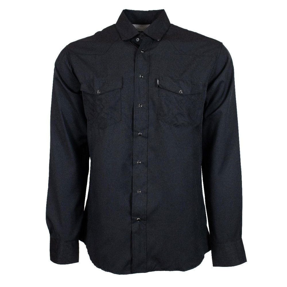 Youth "Sol" Black Long Sleeve Pearl Snap Shirt