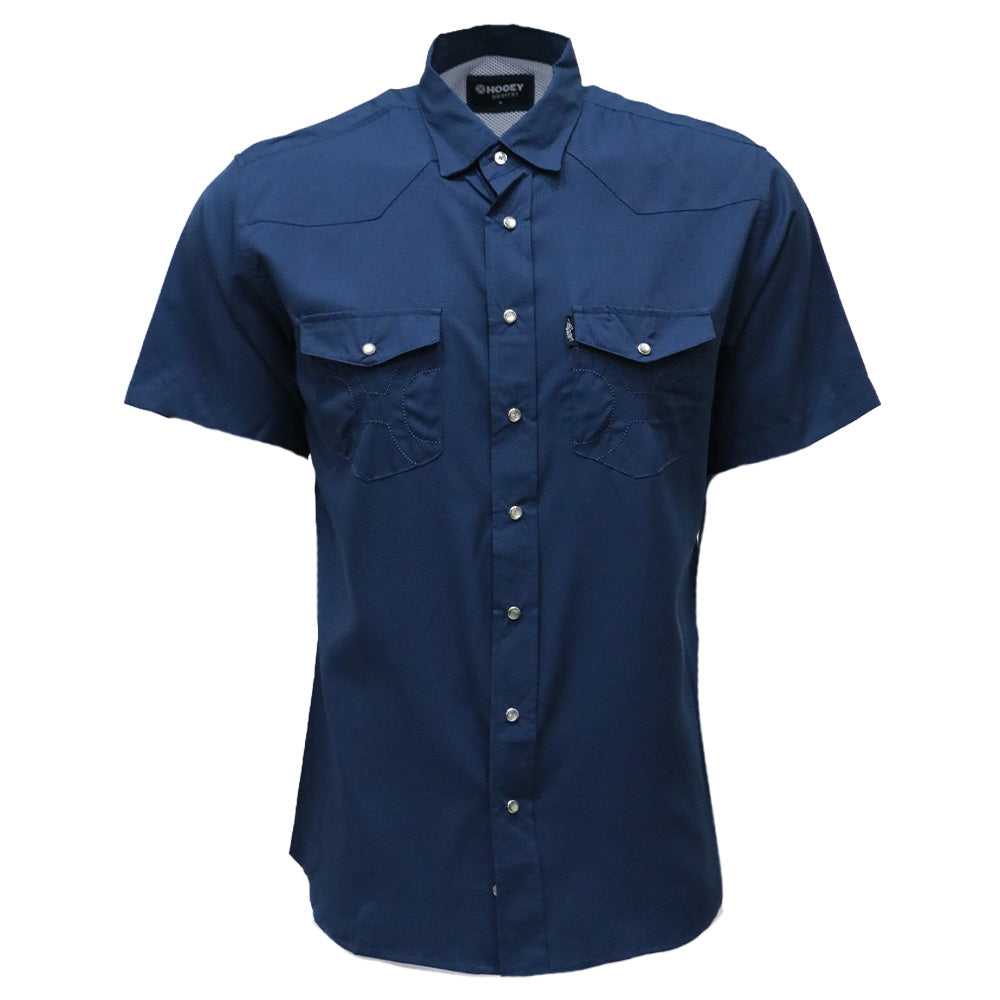 Youth "Sol" Navy Short Sleeve Pearl Snap Shirt