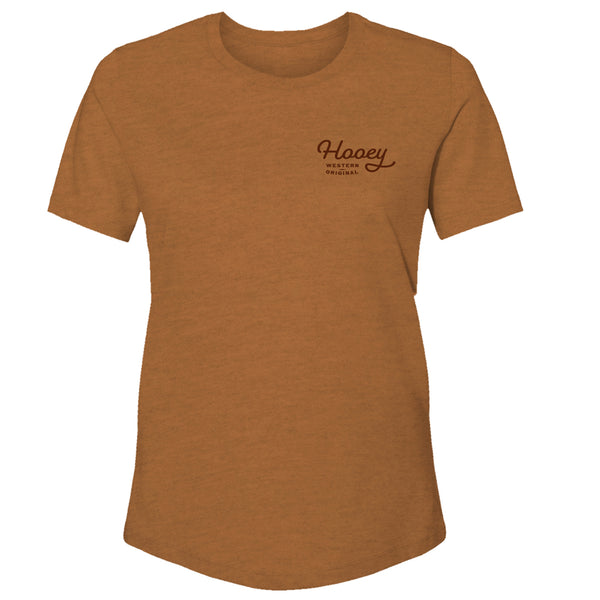 Fireside Sienna Heather t-shirt with red Hooey logo front