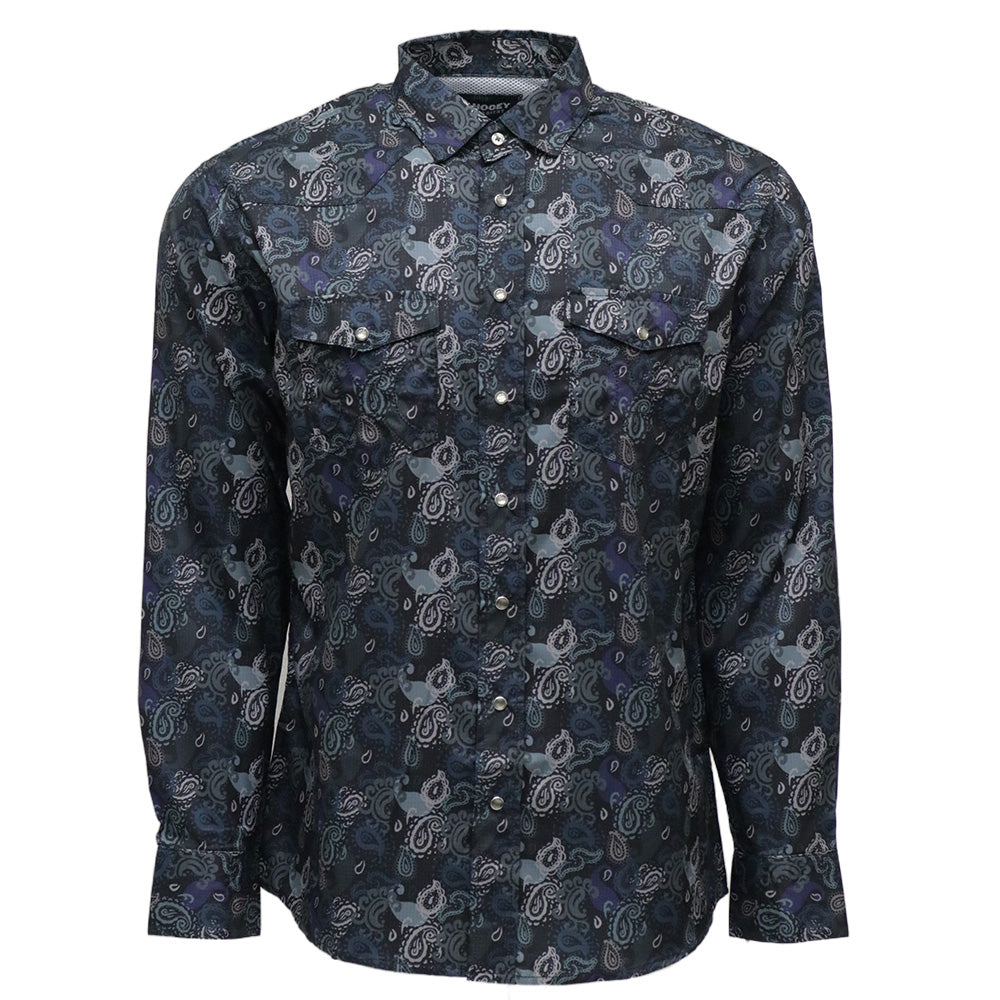 black paisley dress shirt Men's Premium Stretch Dress Shirt