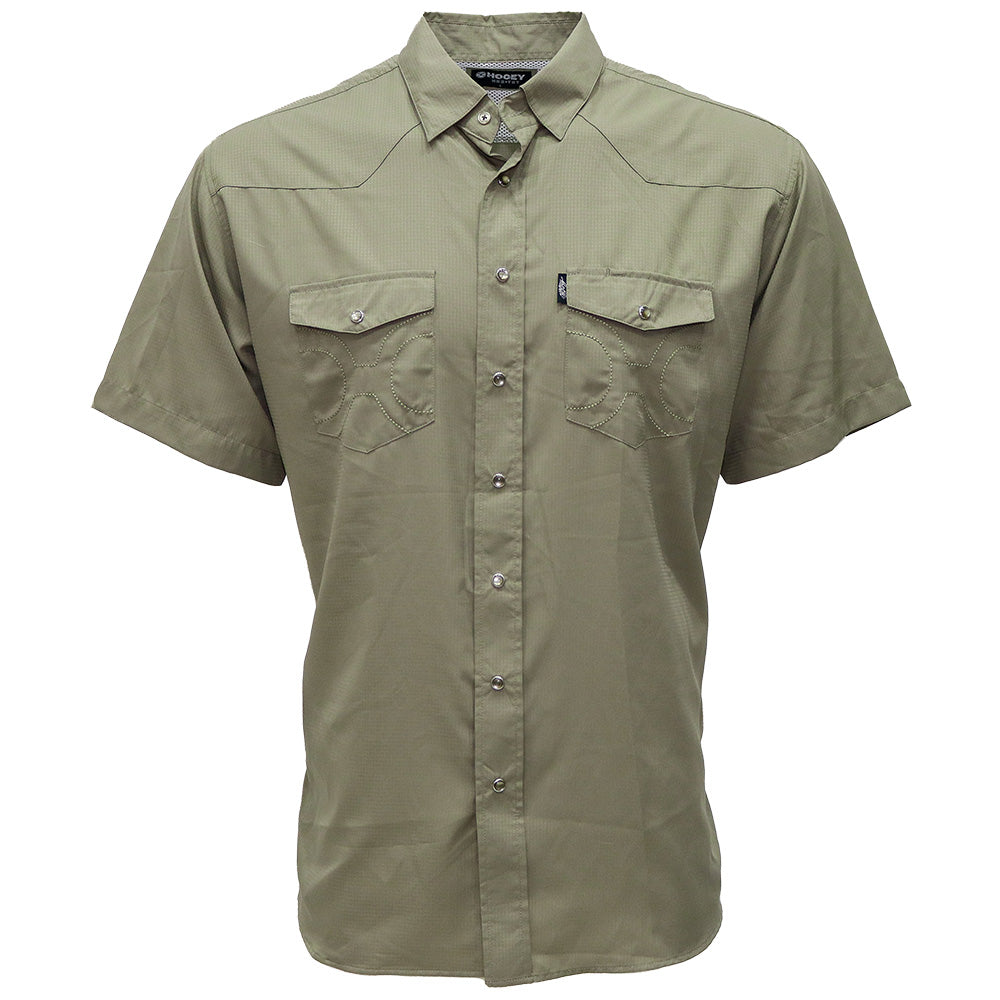 YOUTH "Sol" Olive Green Short Sleeve Pearl Snap Shirt
