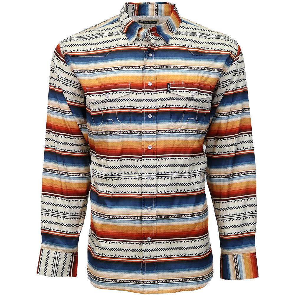 "Sol" Multi-Color Serape Long Sleeve Pearl Snap Shirt