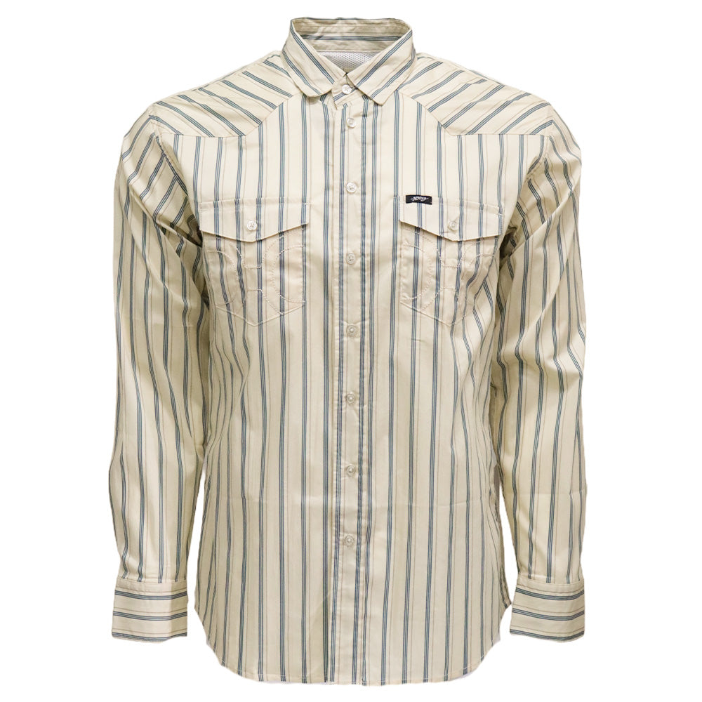 yoke dress shirt Maverick Long Sleeve Button Up Shirt White w/Pin Stripes