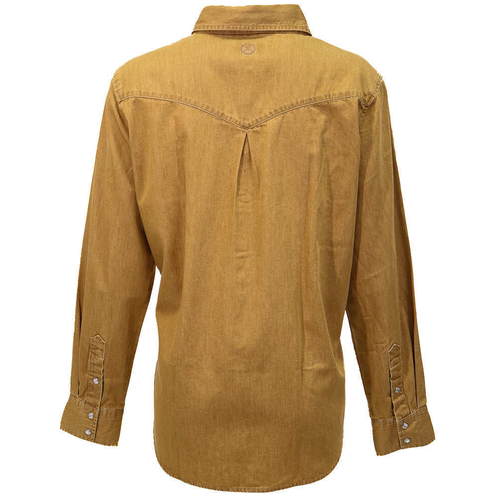 "Del Denim" Ladies Chambray Long Sleeve Shirt Tan