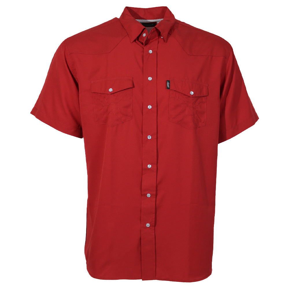 Sol Short Sleeve Pearl Snap Shirt Red