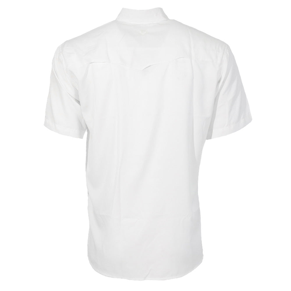 "Sol" Short Sleeve Pearl Snap Shirt White