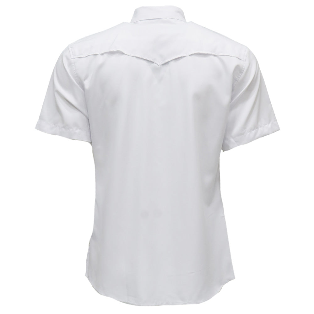 "Sol" Short Sleeve Pearl Snap Shirt White